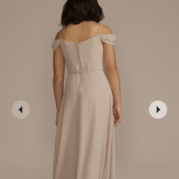 David’s Bridal chiffon junior bridesmaid dress, wine - Picture 2 of 7